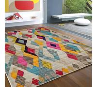 Tapis géométrique contemporain 160 x 200 cm, lavable en machine, résistant aux taches, antidérapant, adapté aux familles et aux animaux domestiques, pour décoration de salon et de chambre à coucher