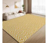 Tapis géométrique moderne jaune et blanc - 160 x 240 cm - Design minimaliste abstrait - Doux - Antidérapant - Lavable - Pour salon, chambre à coucher, salle à manger
