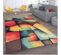 Tapis géométrique moderne - PACO HOME - 60x110 cm - Vert Bleu Multicolore - Polypropylène - Poils ras 12 mm