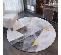 Tapis Géométriques Tapis Ronds Or Blanc Gris 100cm 120cm 140cm 160cm 200cm Extra Large Petit Tapis pour Salon Tapis De Chevet Tapis De Chambre, 160CM