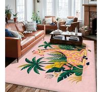 Tapis girafe, feuilles tropicales ludiques, feuillage, pêche d'été, tapis à poils courts pour salon, chambre à coucher, décoration de salle à manger, 1,8 x 2,7 m