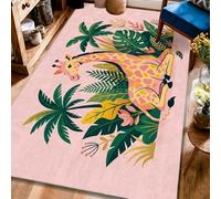 Tapis girafe, feuilles tropicales ludiques, feuillage, pêche d'été, tapis à poils ras pour salon, chambre à coucher, décoration d'appartement, 1,2 x 1,8 m
