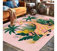Tapis girafe, feuilles tropicales ludiques, feuillage, pêche d'été, tapis rectangulaire à poils courts qui ne perd pas ses poils pour salon, chambre à coucher, salle de ortoir, 1,5 x 2,1 m