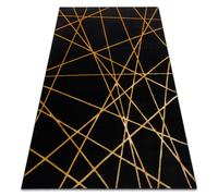 Tapis GLOSS moderne 406C 86 élégant, glamour, art deco, géométrique noir / or noir 240x330 cm