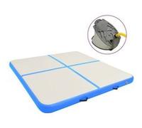 Tapis gonflable de gymnastique avec pompe 200x200x10cm PVC Bleu Noir G