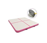 vidaXL Tapis de gymnastique gonflable 200x200x10 cm PVC haute densité antidérapant Rose avec pompe
