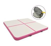 Tapis gonflable de gymnastique avec pompe 200x200x10cm PVC Rose Noir G