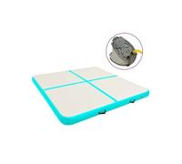 Tapis gonflable de gymnastique avec pompe 200x200x10cm PVC Vert Noir G