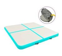 Tapis gonflable de gymnastique avec pompe 200x200x10cm PVC Vert Noir G