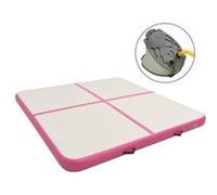 Tapis gonflable de gymnastique avec pompe 200x200x15cm PVC Rose Noir G