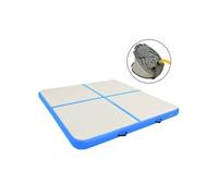Tapis gonflable de gymnastique avec pompe 200x200x20cm PVC Bleu