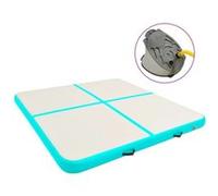 Tapis gonflable de gymnastique avec pompe 200x200x20cm PVC Vert Noir G