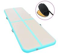 Tapis Gonflable de Gymnastique avec Pompe 400x100x10 cm PVC Vert Yoga vidaXL