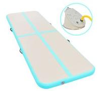 Tapis gonflable de gymnastique avec pompe 400x100x10cm PVC Vert Noir G