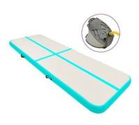 Tapis gonflable de gymnastique avec pompe 400x100x20cm PVC Vert Noir G
