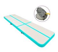 Tapis gonflable de gymnastique avec pompe 600x100x20cm PVC Vert Noir G