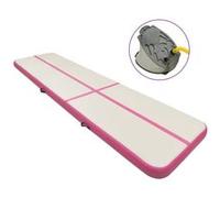Tapis gonflable de gymnastique avec pompe 700x100x15cm PVC Rose Noir G