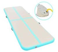 Tapis Gonflable de Gymnastique avec Pompe 400x100x10 cm PVC Vert Yoga vidaXL