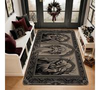 Tapis gothique faucheuse ange, triptyque, 0,9 x 1,5 m | Arches gothiques, figurine angélique, bordures décoratives complexes, esthétique académique sombre, ton sombre