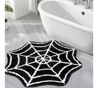 Tapis Gothique Halloween décor araignée Web nat de Bain Non Glissant 27 Pouces Dessin animé Blanc Tapis de Salle Bain Douche en Peluche lavables pour homehalloween décorations