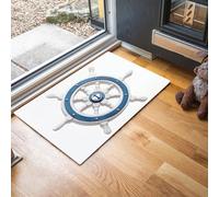 Tapis Gouvernail d'entrée intérieur, Tapis de Porte Style Nautique Absorbe et Ramasse la Saleté Paillasson Lavable en Machine Facile à Nettoyer pour Chambre, Cuisine, Couloir - 40 x 60 cm, Blanc