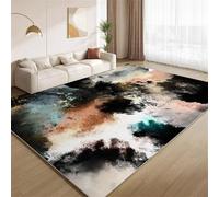 Tapis Graffiti Grunge Abstrait, Tapis Noir Vintage Et Marron de Salon Chambre à Coucher Doux Antidérapant sans Perte Lavable Décoration de Sol pour Intérieur Cuisine Couloir 90x150cm