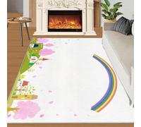 Tapis Graffiti Home Decoe, Tapis antidérapants lavables de la Maternelle de Fairytale Town, décors de Dessins animés Arc-en-Ciel appliqués à la Chambre du Salon (60x90cm)