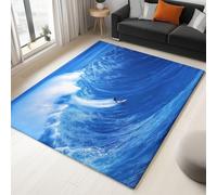 Tapis Grand Photographie HD Hawaï Surf, Tapis Antidérapant Poil Ras 180 x 240 cm, Moquette Lavable en Machine Bleu pour Salon Chambre Coucher Entrée D'intérieur Décoration