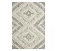 tapis grand salon 200x290 tissé crème rectangle motif ethnique BAIME