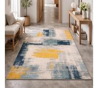 Tapis Grand Salon Chambre Salle a Manger Bureau Antidérapant Lavable, Rug Abstrait Moderne Jaune, Gris, Bleu Marine, Beige, Moutarde, 200 x 290 cm