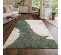 Tapis Grand Salon Chambre Salle a Manger Bureau Antidérapant Lavable, Rug Abstrait Moderne Vert, Blanc, Beige, 200 x 290 cm