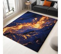 Tapis Grand Surréalisme Rayures Géométriques, Tapis Antidérapant Poil Ras 120 x 170 cm, Moquette Lavable en Machine Bleu pour Salon Chambre Coucher Entrée D'intérieur Décoration