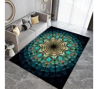 Tapis Grande Taille 100x150 cm Art Géométrique Imitation Cachemire Lavable Impression Moderne Et Tendance 3D Fond Silencieux pour Couloir Spacieux Home Cinéma ou Appartement Lumineux Q-21