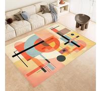 Tapis Grande Taille 120x180 cm Imitation Cachemire Lavable Impression GéOméTrie Lignes 3D HD Fond Silencieux pour Couloir Spacieux Home Cinéma ou Appartement Lumineux (Nettoyage Sec ou Humide)