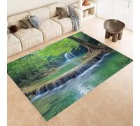 Tapis Grande Taille 140x200 cm Imitation Cachemire Lavable Impression CascaPierre Arbre Ruisseau 3D Fond Silencieux pour Couloir Spacieux Home Cinéma ou Appartement Lumineux (Nettoyage Sec ou Humide)