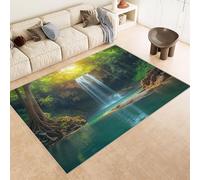 Tapis Grande Taille 140x200 cm Imitation Cachemire Lavable Impression CascaPierre Arbre Ruisseau 3D Fond Silencieux pour Couloir Spacieux Home Cinéma ou Appartement Lumineux (Nettoyage Sec ou Humide)
