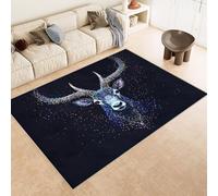 Tapis Grande Taille 140x200 cm Imitation Cachemire Lavable Impression Sika Cerf éToiles 3D HD Fond Silencieux pour Couloir Spacieux Home Cinéma ou Appartement Lumineux (Nettoyage Sec ou Humide)