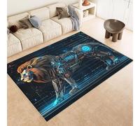 Tapis Grande Taille 160x230 cm Imitation Cachemire Lavable Impression Lion MéCanique CréAtif 3D HD Fond Silencieux pour Couloir Spacieux Home Cinéma ou Appartement Lumineux (Nettoyage Sec ou Humide)