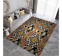 Tapis Grande Taille 50x80 cm Art Abstrait Imitation Cachemire Lavable Impression Style Ethnique Géométrique 3D Fond Silencieux pour Couloir Spacieux Home Cinéma ou Appartement Lumineux Q-18