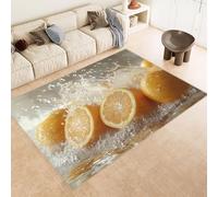 Tapis Grande Taille 60x120 cm Imitation Cachemire Lavable Impression Citron Jus Fruit 3D HD Fond Silencieux pour Couloir Spacieux Home Cinéma ou Appartement Lumineux (Nettoyage Sec ou Humide)