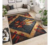 Tapis Grande Taille 60x120 cm Imitation Cachemire Lavable Impression Plumes Pierres PréCieuses 3D Fond Silencieux pour Couloir Spacieux Home Cinéma ou Appartement Lumineux (Nettoyage Sec ou Humide)