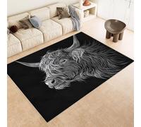 Tapis Grande Taille 60x120 cm Imitation Cachemire Lavable Impression Vache Noire CréAtive 3D HD Fond Silencieux pour Couloir Spacieux Home Cinéma ou Appartement Lumineux (Nettoyage Sec ou Humide)