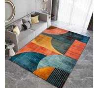 Tapis Grande Taille 60x90 cm Art Abstrait Imitation Cachemire Lavable Impression Formes Géométriques Rétro 3D Fond Silencieux pour Couloir Spacieux Home Cinéma ou Appartement Lumineux Q-82