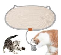 Tapis Grattoir Chat,Tapis en Coton Et Lin Naturel, Interactif Et Anti-Dérapant avec Balle - Griffoir pour Chat | pour Jeu Dressage Exercice Maison Salon Temps Familial Voyage Extérieur et Anti-Ennui