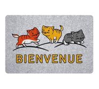 ID Mat Tapis Paillasson Fibres de polypropylène aiguilleté sur Semelle précoat avec Flocage, Gris, 40 x 60 cm
