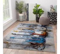 Tapis Guitare Graffiti Music 80x150 Tapis lavables pour Le Salon entrée buanderie décor intérieure Bureau Chambre Facile Entretenir Moquette Vintage usée pour Salle Classe Studio Danse