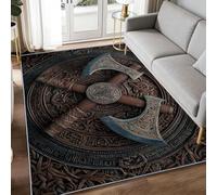 Tapis Haches de bataille celtiques pour salon, tapis antidérapant et doux lavable, à poils courts et ne perd pas ses poils pour chambre à coucher, cuisine- Mythologie nordique gothique 160 x 230 cm