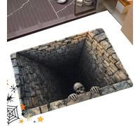 Tapis Halloween 3D Illusion D'Optique Crâne Effet De Trous Antidérapant | Tapis Halloween 3D En Velours Avec Illusion D'optique Crâne Et Effet De Trous, Antidérapant Et Séchage Rapide