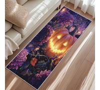 Tapis Halloween, Tapis Entree Fleur Dahlia Citrouille, Rugs 40x60cm pour Chambre Passage Sortie Carpet Poils Ras Antidérapant Lavable en Machine