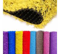 Tapis herbeux synthétique pour intérieur et extérieur, résistant aux intempéries - Coussin de 3 cm pour jardin/patio/crèche, aux rayons UV et finissable sur mesure (jaune, 31 x 98 pouces)
